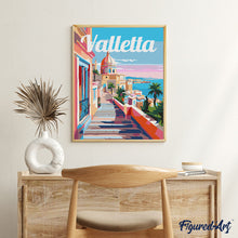 Laden Sie das Bild in den Galerie-Viewer, Reiseposter Valletta Malta