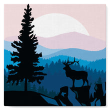 Laden Sie das Bild in den Galerie-Viewer, Mini Malen nach Zahlen mit Rahmen 20x20cm - Majestätischer Hirsch und Landschaft