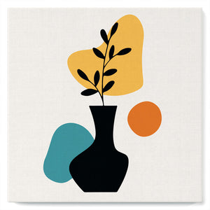 Mini Malen nach Zahlen mit Rahmen 20x20cm - Schwarze Pflanze und Vase