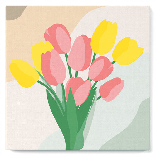 Mini Malen nach Zahlen mit Rahmen 20x20cm - Tulpenstrauß