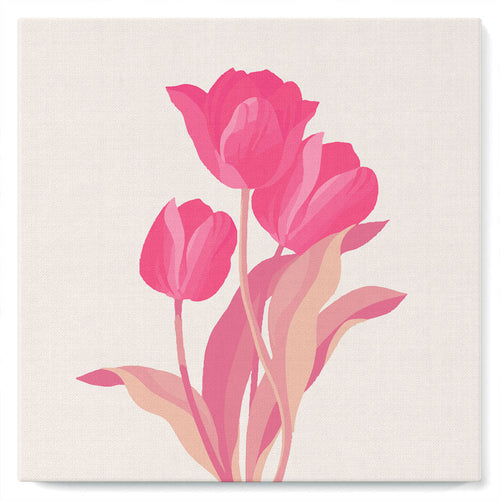 Mini Malen nach Zahlen mit Rahmen 20x20cm - 3 Rosa Tulpen