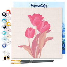 Laden Sie das Bild in den Galerie-Viewer, Mini Malen nach Zahlen mit Rahmen - 3 Rosa Tulpen