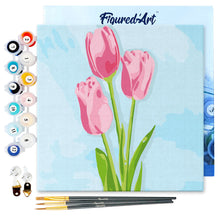 Laden Sie das Bild in den Galerie-Viewer, Mini Malen nach Zahlen mit Rahmen - Tulpen und blauer Himmel