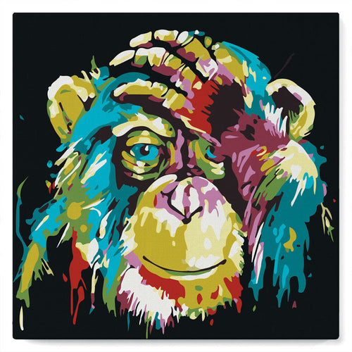 Mini Malen nach Zahlen mit Rahmen 20x20cm - Affe Pop Art
