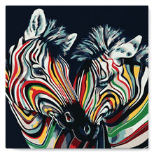 Laden Sie das Bild in den Galerie-Viewer, Mini Malen nach Zahlen mit Rahmen 20x20cm - Buntes Zebrapaar