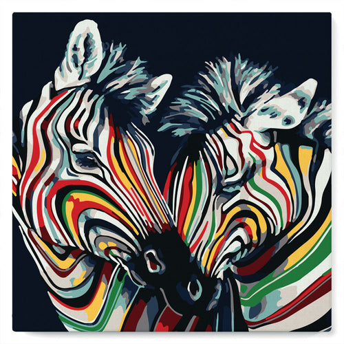 Mini Malen nach Zahlen mit Rahmen 20x20cm - Buntes Zebrapaar