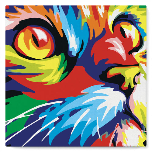 Mini Malen nach Zahlen mit Rahmen 20x20cm - Katze Pop Art