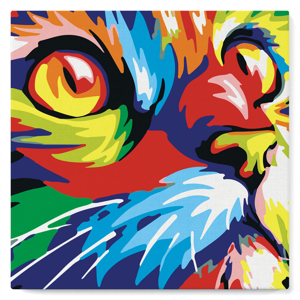Mini Malen nach Zahlen mit Rahmen 20x20cm - Katze Pop Art