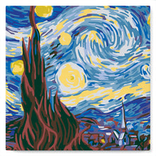 Laden Sie das Bild in den Galerie-Viewer, Mini Malen nach Zahlen mit Rahmen 20x20cm - Van Gogh - Sternennacht