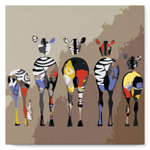 Laden Sie das Bild in den Galerie-Viewer, Mini Malen nach Zahlen mit Rahmen 20x20cm - Zebras von hinten