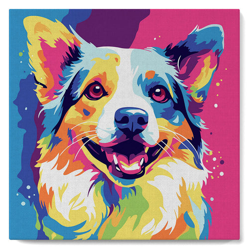 Mini Malen nach Zahlen mit Rahmen - Abstrakter Pop Art Hund