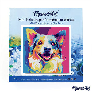 Mini Malen nach Zahlen mit Rahmen - Abstrakter Pop Art Hund
