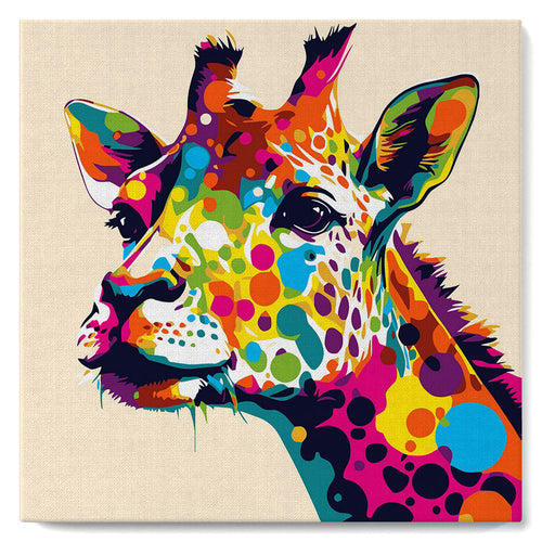 Mini Malen nach Zahlen mit Rahmen - Abstrakte Pop Art Giraffe