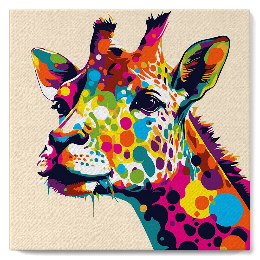 Mini Malen nach Zahlen mit Rahmen - Abstrakte Pop Art Giraffe