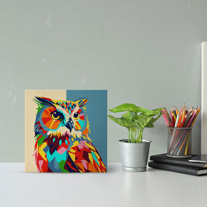 Mini Malen nach Zahlen mit Rahmen - Abstrakte Pop Art Eule