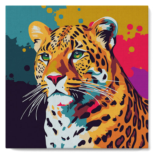Mini Malen nach Zahlen mit Rahmen - Abstrakter Pop Art Leopard