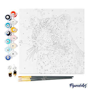 Mini Malen nach Zahlen mit Rahmen - Abstrakter Pop Art Leopard