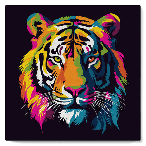 Mini Malen nach Zahlen mit Rahmen - Abstrakter Pop Art Tiger