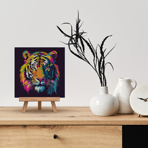 Mini Malen nach Zahlen mit Rahmen - Abstrakter Pop Art Tiger