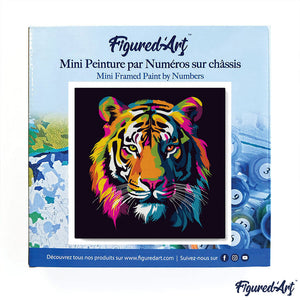 Mini Malen nach Zahlen mit Rahmen - Abstrakter Pop Art Tiger