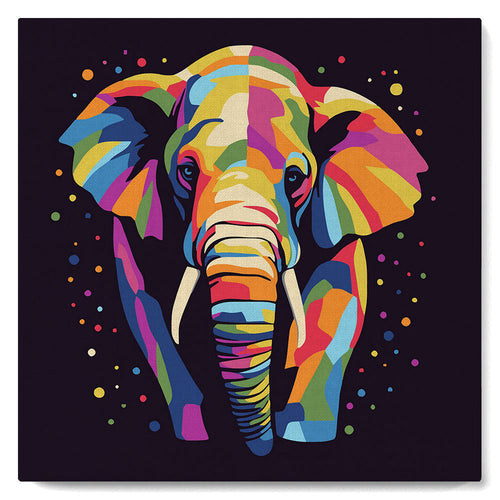 Mini Malen nach Zahlen mit Rahmen - Abstrakter Pop Art Elefant