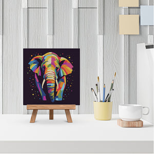 Mini Malen nach Zahlen mit Rahmen - Abstrakter Pop Art Elefant