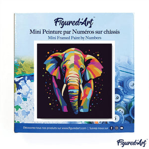 Mini Malen nach Zahlen mit Rahmen - Abstrakter Pop Art Elefant
