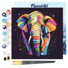 Laden Sie das Bild in den Galerie-Viewer, Mini Malen nach Zahlen mit Rahmen - Abstrakter Pop Art Elefant