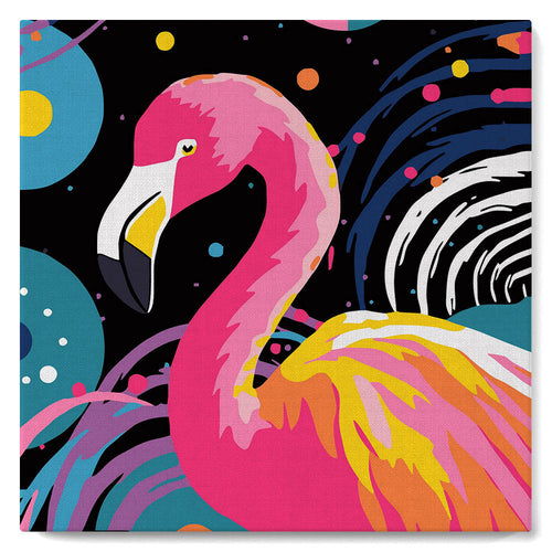 Mini Malen nach Zahlen mit Rahmen - Flamingo Abstrakt Pop Art