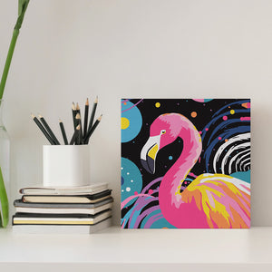 Mini Malen nach Zahlen mit Rahmen - Flamingo Abstrakt Pop Art