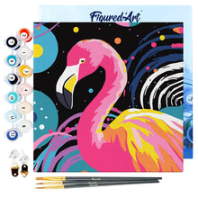 Laden Sie das Bild in den Galerie-Viewer, Mini Malen nach Zahlen mit Rahmen - Flamingo Abstrakt Pop Art