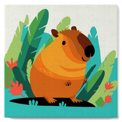 Mini Malen nach Zahlen mit Rahmen - Tropisches Capybara
