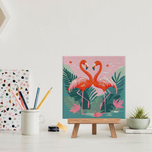 Laden Sie das Bild in den Galerie-Viewer, Mini Malen nach Zahlen mit Rahmen - Tropische Flamingos