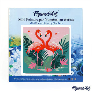 Mini Malen nach Zahlen mit Rahmen - Tropische Flamingos