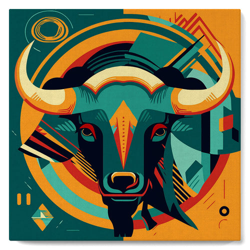 Mini Malen nach Zahlen mit Rahmen - Abstrakter Art-Deco-Stier