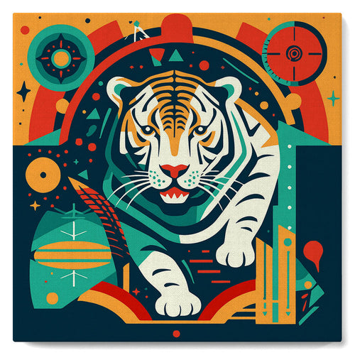 Mini Malen nach Zahlen mit Rahmen - Abstrakter Art-Deco-Tiger