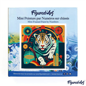 Mini Malen nach Zahlen mit Rahmen - Abstrakter Art-Deco-Tiger