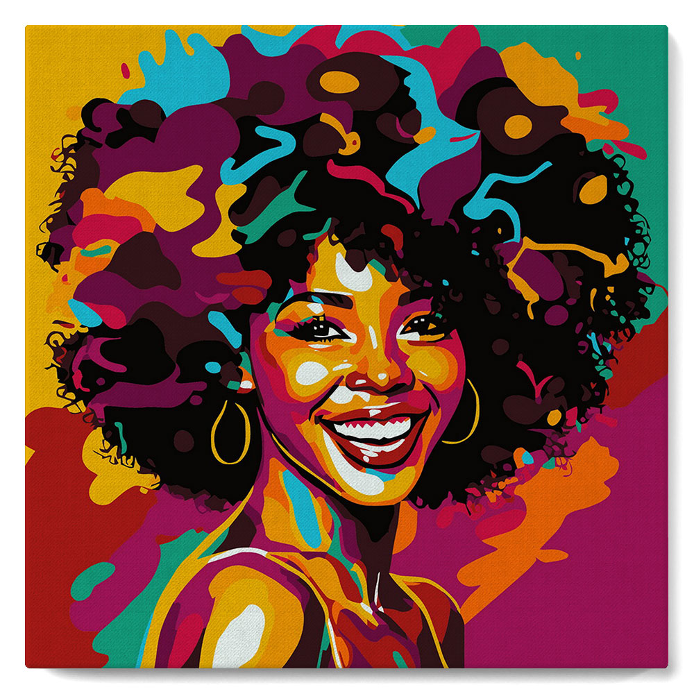 Mini Malen nach Zahlen mit Rahmen - Afroamerikanische Dame Pop Art