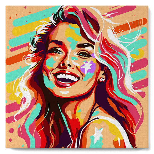 Mini Malen nach Zahlen mit Rahmen - Schöne Blondine Pop Art