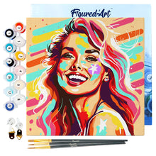 Laden Sie das Bild in den Galerie-Viewer, Mini Malen nach Zahlen mit Rahmen - Schöne Blondine Pop Art