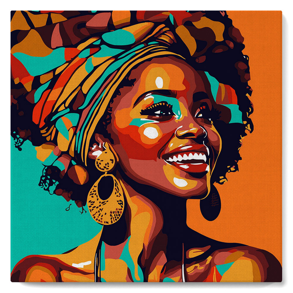 Mini Malen nach Zahlen mit Rahmen - Afrikanische Königin Pop Art