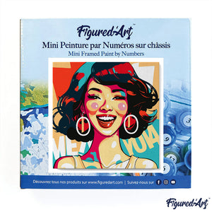 Mini Malen nach Zahlen mit Rahmen - Charmante Dame Pop Art