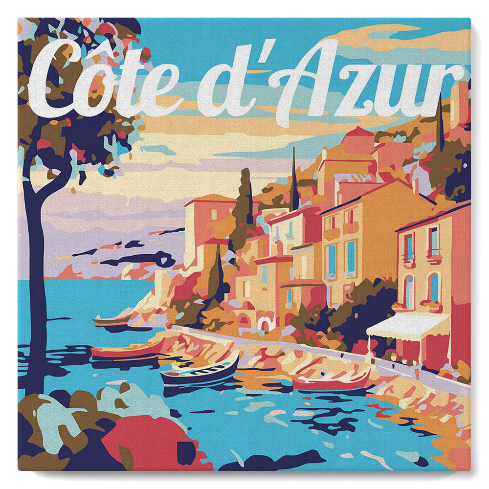 Mini Malen nach Zahlen mit Rahmen - Reiseplakat Côte d'Azur