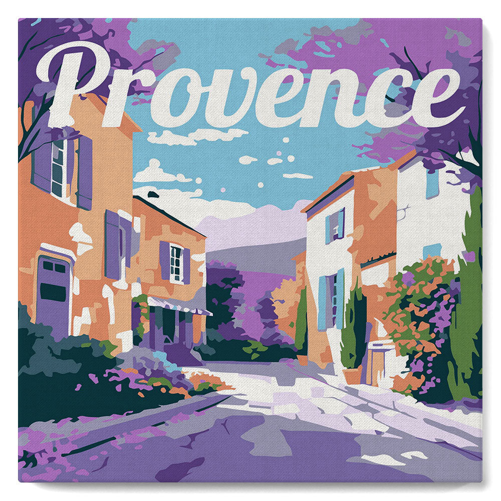 Mini Malen nach Zahlen mit Rahmen - Reiseplakat Provence Frühling