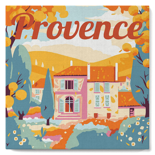 Mini Malen nach Zahlen mit Rahmen - Reiseplakat Provence Herbst
