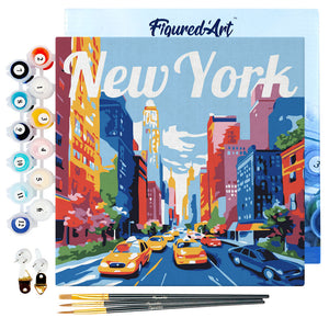 Mini Malen nach Zahlen mit Rahmen - Reiseplakat New York City