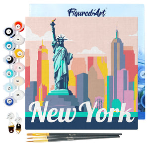 Mini Malen nach Zahlen mit Rahmen - Reiseplakat Freiheitsstatur New York