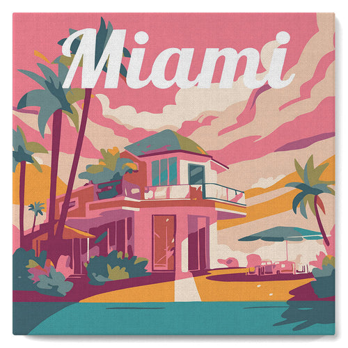 Mini Malen nach Zahlen mit Rahmen - Reiseplakat Miami