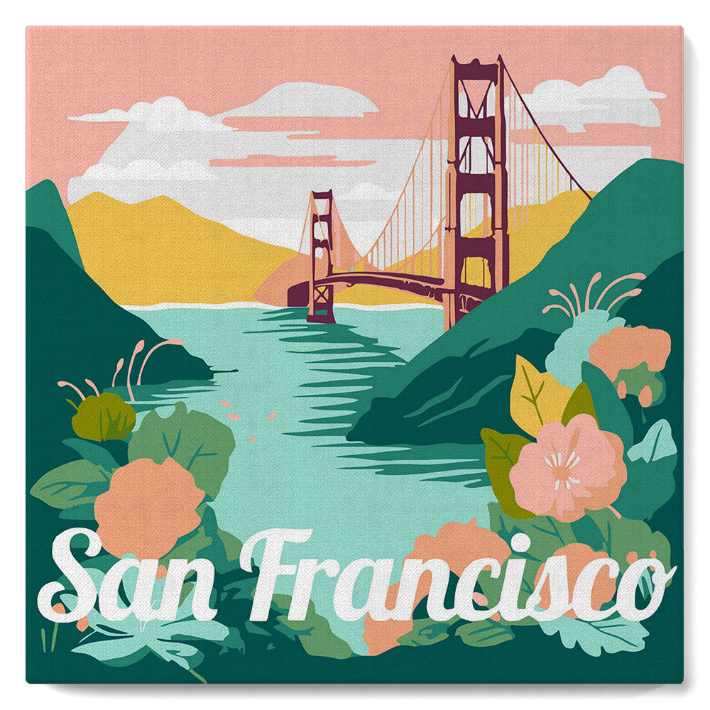Mini Malen nach Zahlen mit Rahmen - Reiseplakat San Francisco