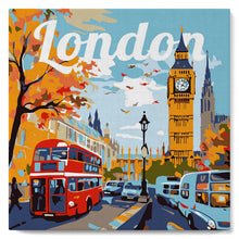 Laden Sie das Bild in den Galerie-Viewer, Mini Malen nach Zahlen mit Rahmen - Reiseplakat London